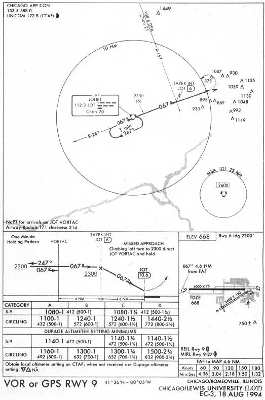 CHICAGO/LEWIS UNIVERSITY (LOT) - VOR or GPS RWY 9 IAP chart