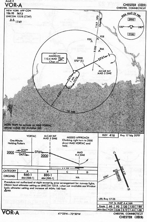 CHESTER (3B9) VOR-A approach chart