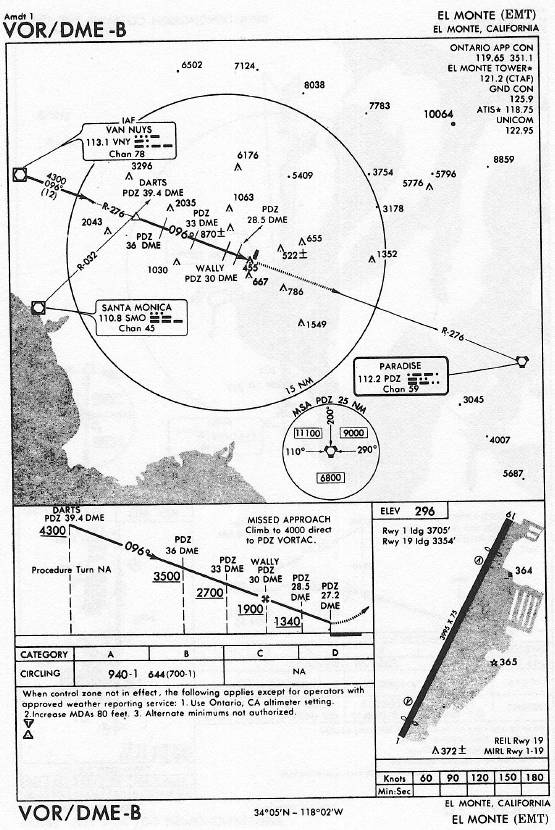 EL MONTE (EMT) VOR/DME-B approach chart