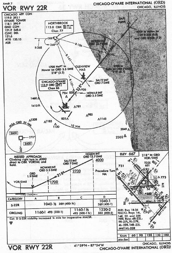 CHICAGO-O'HARE INTERNATIONAL AIRPORT (ORD) VOR RWY 22R approach chart